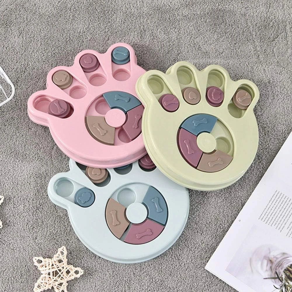 Engaging pet treat dispenser toy in various colours, designed to mentally stimulate and promote healthy eating for dogs and cats.