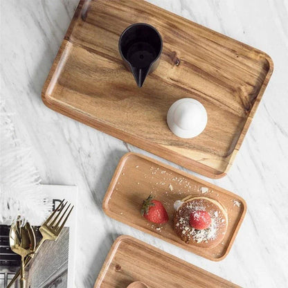 Acacia Wood Geometric Serving Tray with Sleek, Modern Design for Kiwi Kitchens