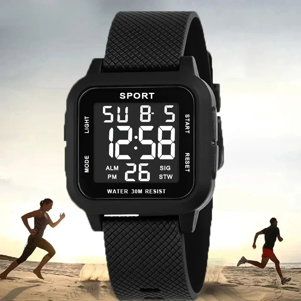 Rugged LED Military Sports Watch with shock-resistant case and durable TPU band, perfect for active Kiwi lifestyles