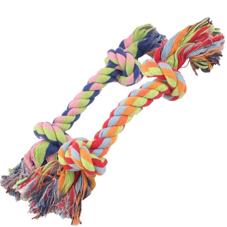 Colorful cotton rope toy for dogs in various sizes, designed for play and exercise for Kiwi canines