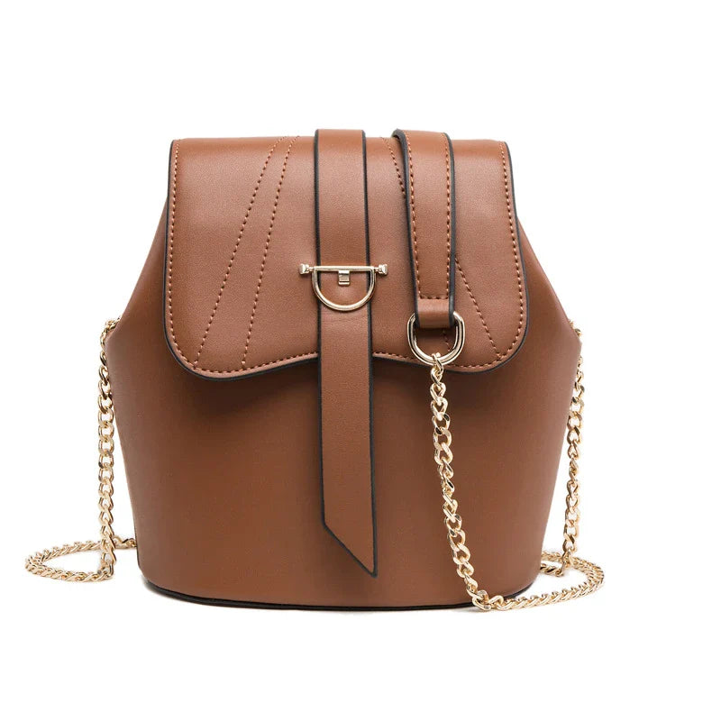 Large Capacity Chain Bag in Orange with Adjustable Strap and Stylish Chain Detailing