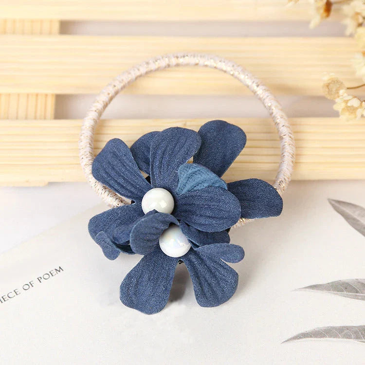 Stylish purple floral elastic hair rope accessory for women