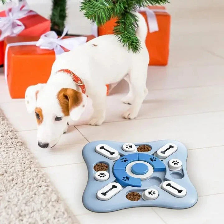 Interactive Squeaky Dog Puzzle Toy with Treat Dispenser and Sound Enrichment Features for Mental Stimulation and Fun