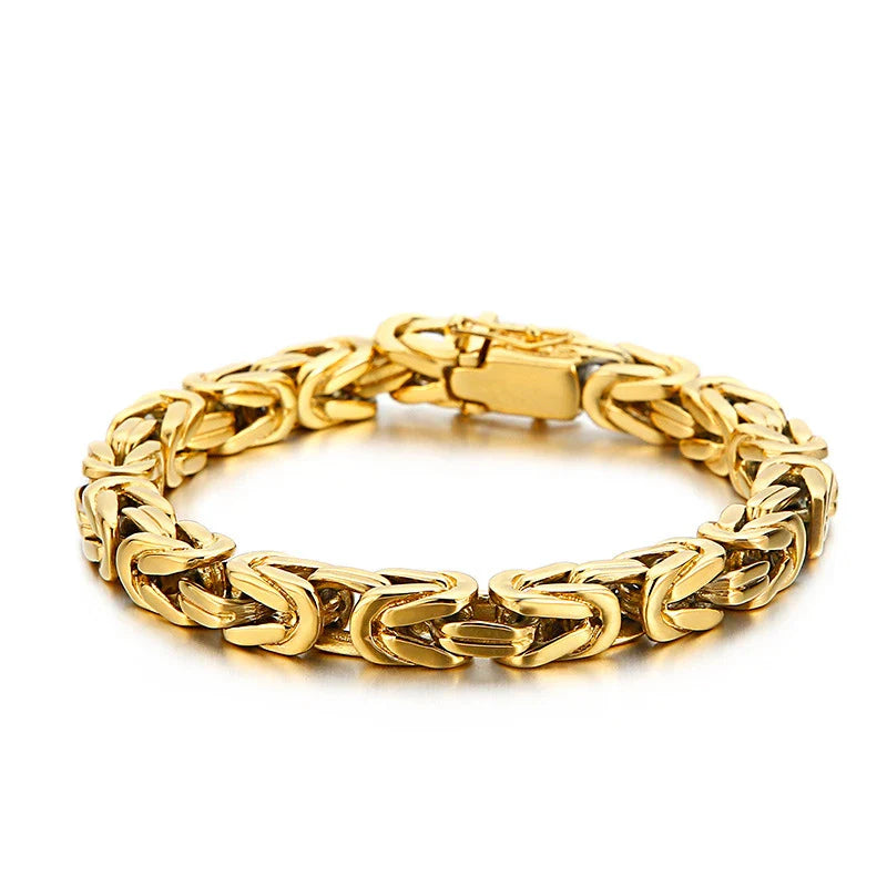 Stylish stainless steel square chain bracelet with an adjustable, electroplated finish - the perfect accessory for Kiwi men