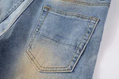 Vintage-inspired jeans with rhinestone and ink splash detailing, perfect for the modern Kiwi lifestyle