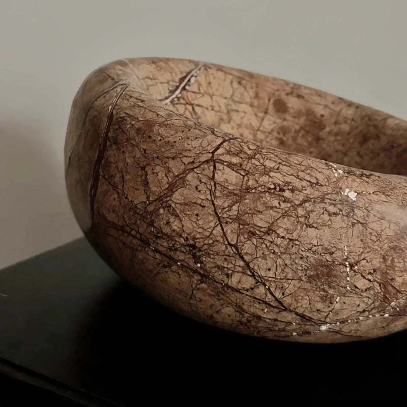 Elegant natural marble bowl with unique rainforest-inspired patterns, versatile for serving, displaying, and decorating Kiwi homes