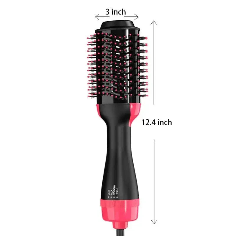 Salon-quality multifunctional hot air brush and hair styler with negative ion conditioning technology for frizz-free, shiny hair