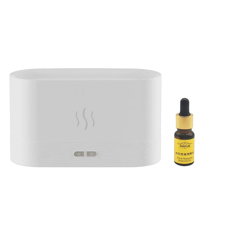 Captivating flame-effect aroma diffuser with customisable lighting and essential oil diffusion capabilities