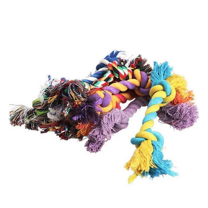 Eco-friendly cotton chew toy with braided design for dogs, made in New Zealand