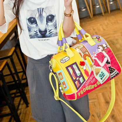 Stylish Kiwi-inspired tote bag with cartoon embroidery, versatile and spacious for everyday use