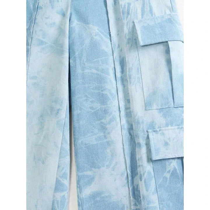 Shopfluxpro NZ Trendy Tie-Dye Denim Pants - High Waist and Straight Leg