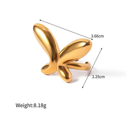 Elegant 18K gold-plated stainless steel butterfly ring with a whimsical open design, perfect for Kiwi celebrations and everyday wear.