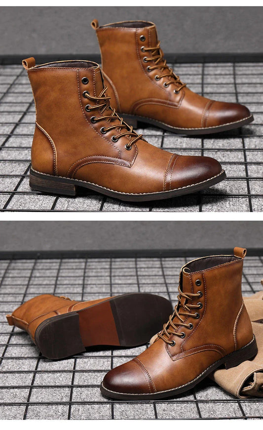 Premium leather Martin boots with a retro-inspired design, perfect for the modern Kiwi bloke