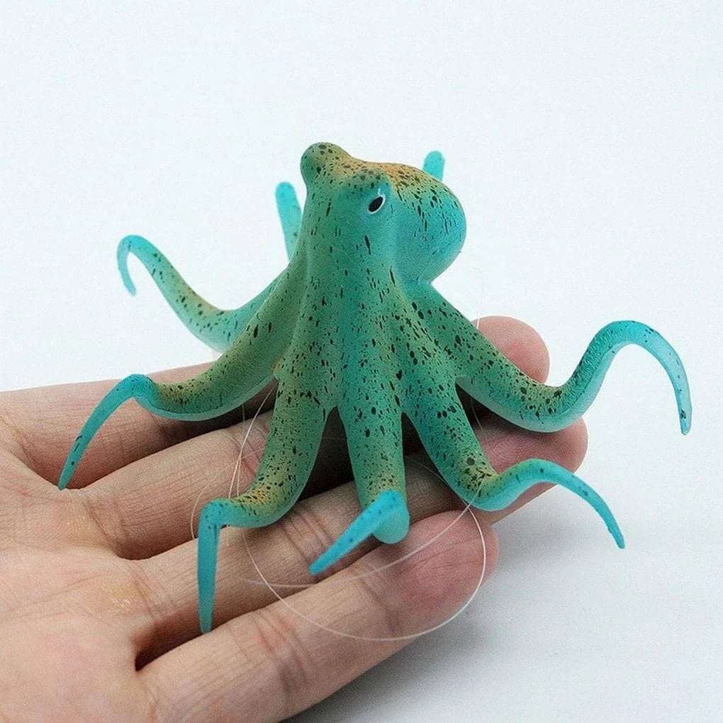 Realistic Eco-Friendly Octopus Ornament in Blue, Green, and Pink Colours for Aquariums