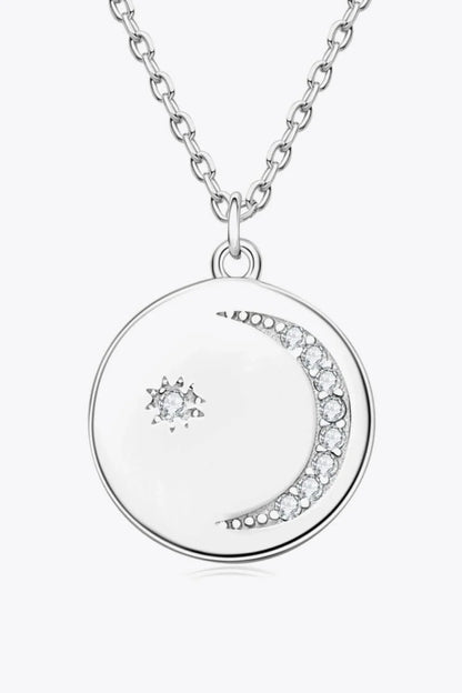 Moissanite Pendant Necklace with round center stone, 925 sterling silver, and 18k gold or platinum plating