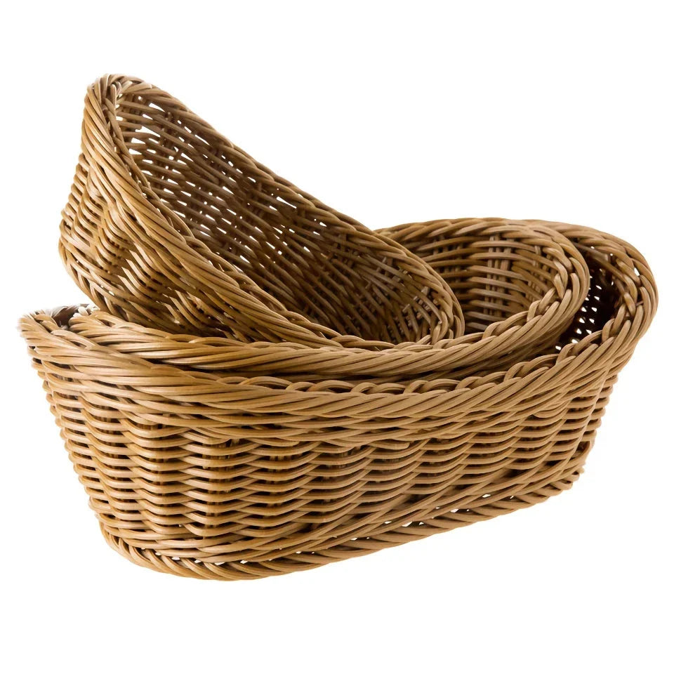 Elegant bamboo handcrafted storage basket organiser for neatly storing fruits, tea supplies, and more