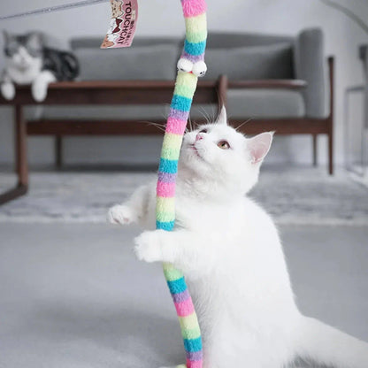 Premium suede cat wand toy with lifelike 55cm snake teaser, designed to stimulate your feline's natural hunting instincts and promote active playtime