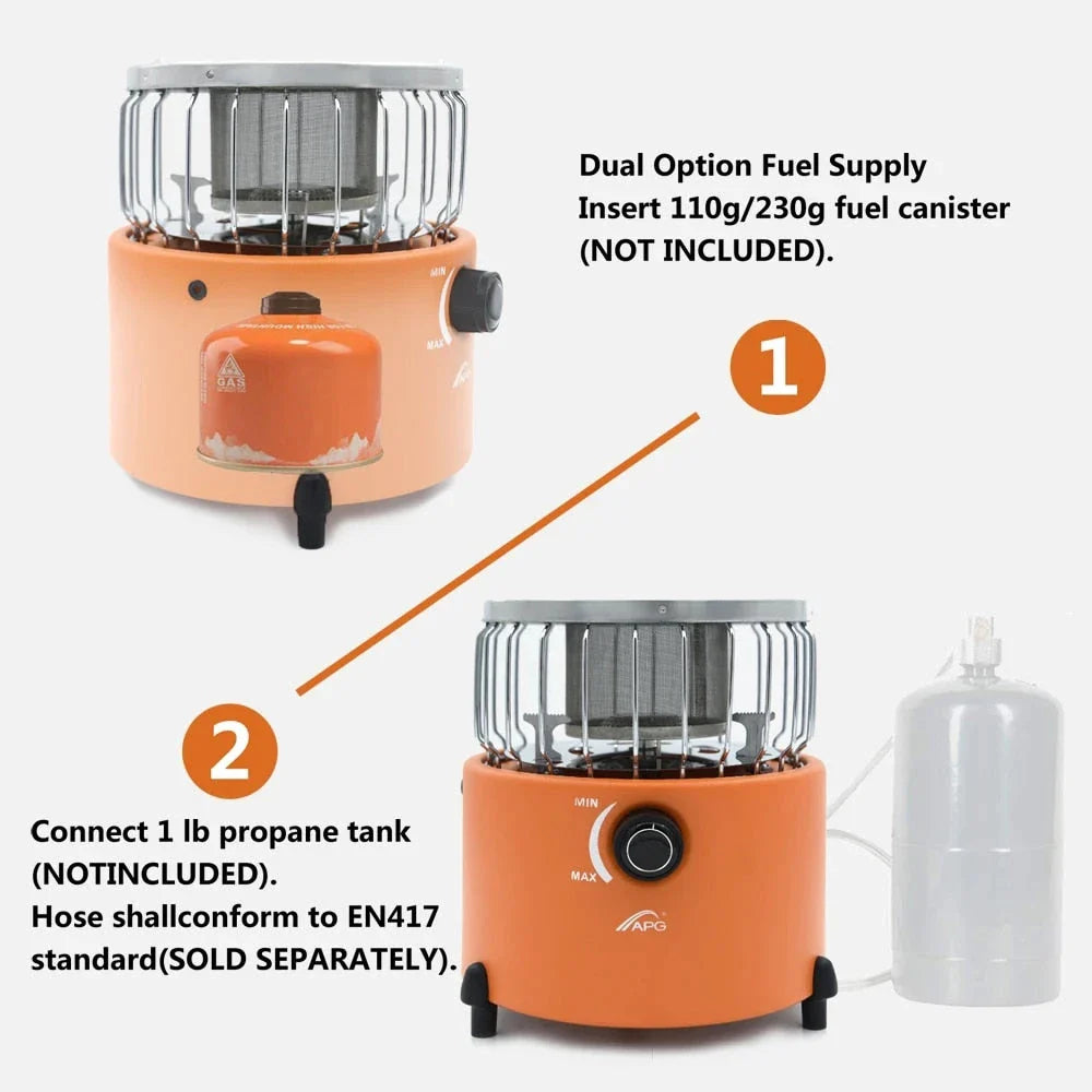 Versatile Portable 2-in-1 Camping Stove and Gas Heater for Outdoor Adventures