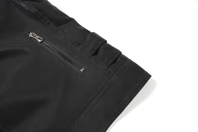 Men's PU Leather Jacket with Stand Collar in Black - Stylish and Durable Outerwear for Kiwi Blokes