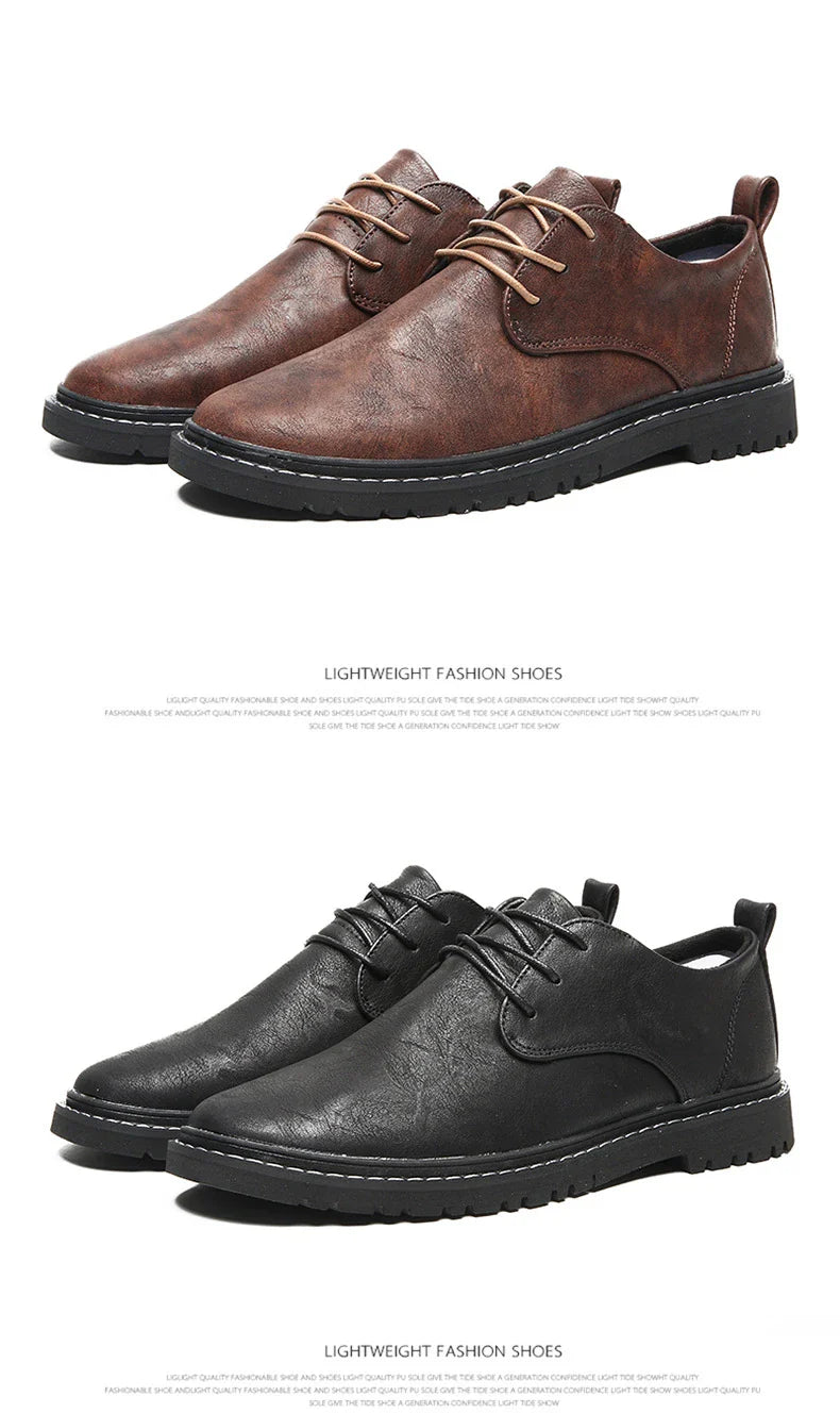 Stylish and comfortable men's low-top lace-up shoes with artificial PU upper and rubber sole, available in classic Kiwi-friendly colours