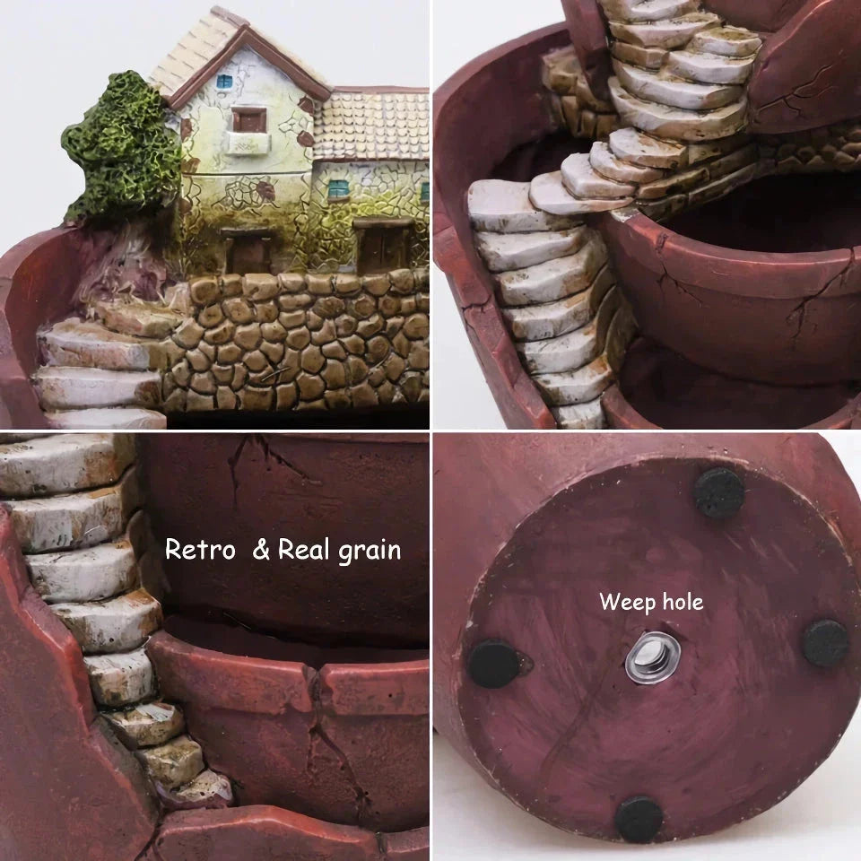 Charming Kiwi Farmhouse Resin Succulent Planter for Fairy Garden Home Decor