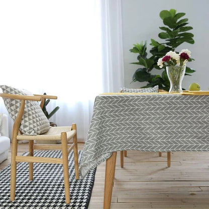 Elegant linen tablecloth with charming arrow pattern, available in a range of sizes to suit any table