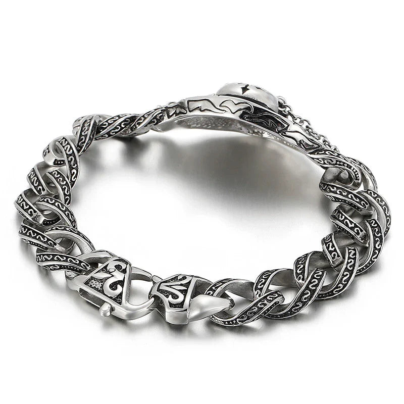 Stylish stainless steel bracelet with a geometric design, showcasing a modern and bold Kiwi-inspired accessory