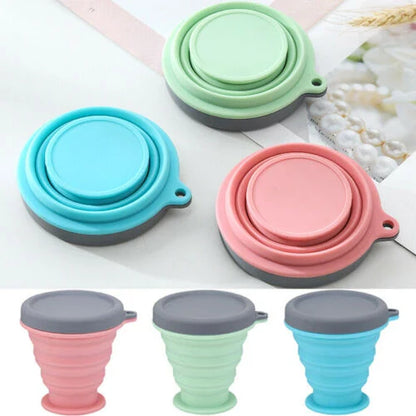 Compact, collapsible silicone cup in various colors, perfect for Kiwi travelers and adventurers