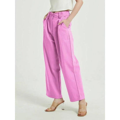 Chic high-waist wide-leg trousers in a stylish purple colour, perfect for Kiwi women's casual and formal wear