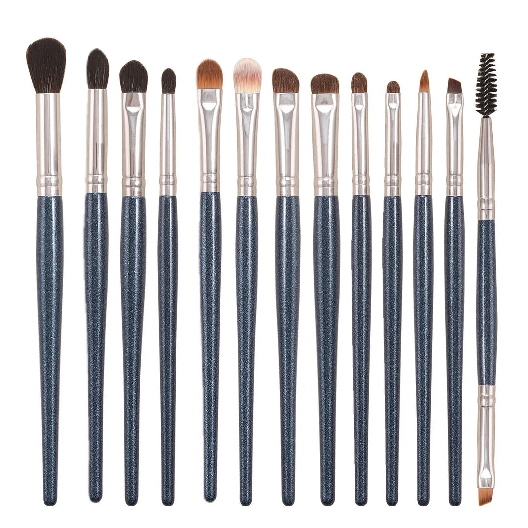 Versatile 13-Piece Eye Makeup Brush Set with Premium Natural and Synthetic Bristles for Seamless Blending, Precise Lining, and Natural Brow Grooming