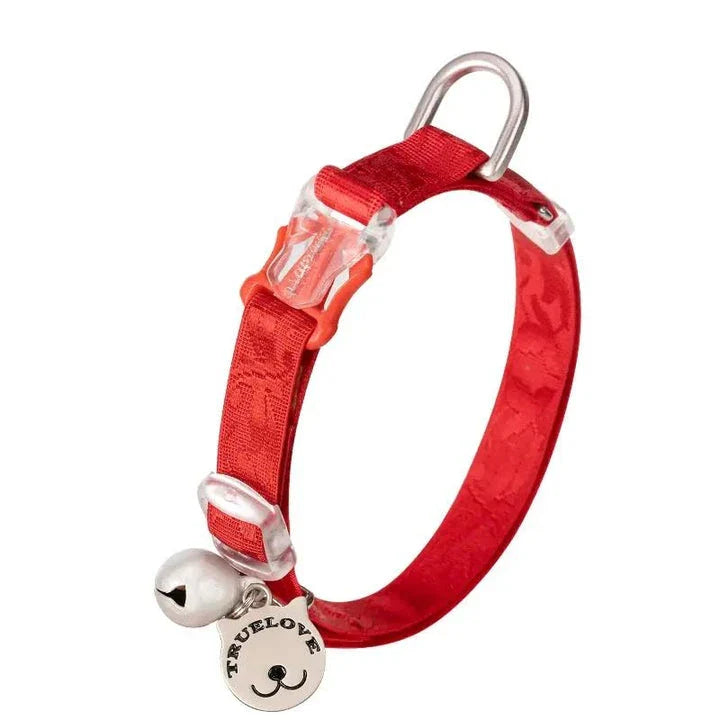 Adjustable cat and small dog collar in various Kiwi-inspired colours, including black, blue, and purple