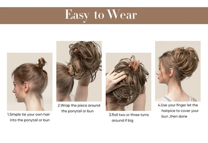 Fluffy and natural-looking hair bun made from premium domestic silk for easy, effortless updos