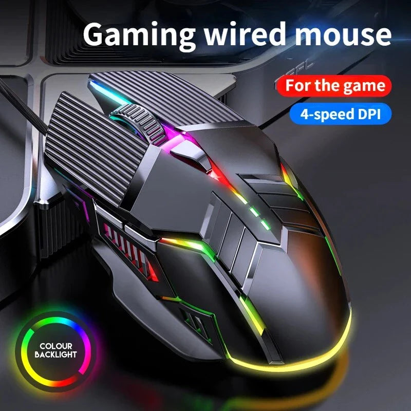 Ergonomic RGB Wired Gaming Mouse with adjustable DPI, comfortable design, and vibrant backlighting for immersive gaming sessions