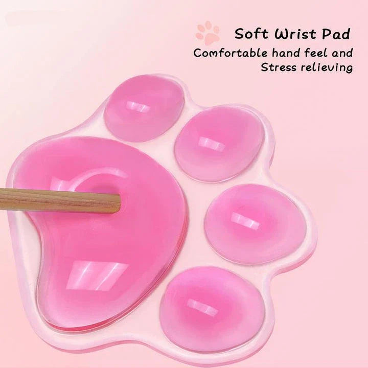 Ergonomic Kiwi cat paw mouse wrist rest with plush silicone padding and non-slip base for desk use