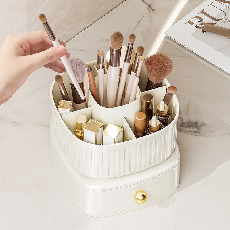 360 Degree Rotating Makeup Organiser with Drawers in Elegant Colours for Organised Vanity