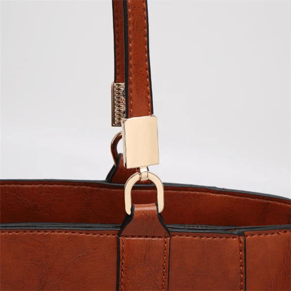 Stylish hollow handbag with adjustable straps, multiple interior pockets, and a durable PU leather construction