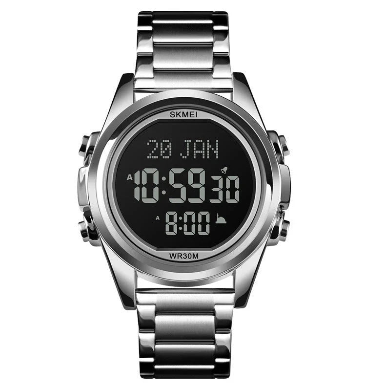 Premium men's electronic watch with Arab steel casing and stylish gold, rose gold, or black finish