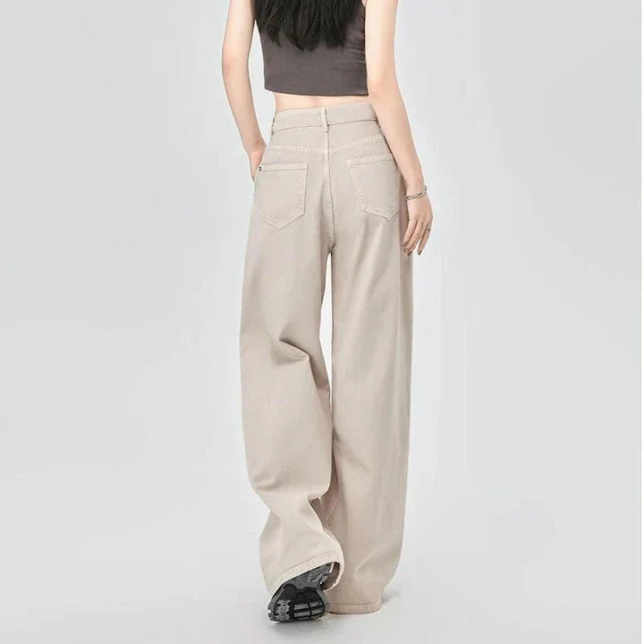 High-waisted wide leg jeans in a light wash denim perfect for casual Kiwi style
