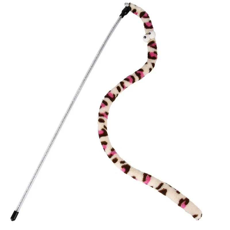 Premium suede cat wand toy with lifelike 55cm snake teaser, designed to stimulate your feline's natural hunting instincts and promote active playtime