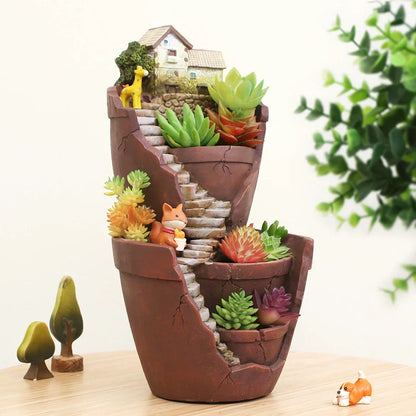 Charming Kiwi Farmhouse Resin Succulent Planter for Fairy Garden Home Decor