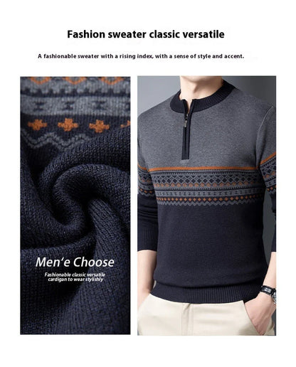 A stylish half-turtleneck sweater in a gray colour, designed for the autumn and winter seasons.