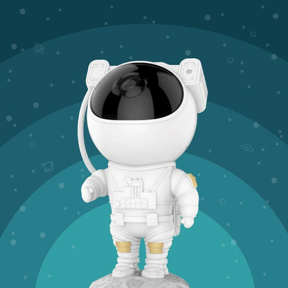 Astronaut Star Projector Lamp with 360-degree rotating head, detachable lunar base, and customizable astronaut pose