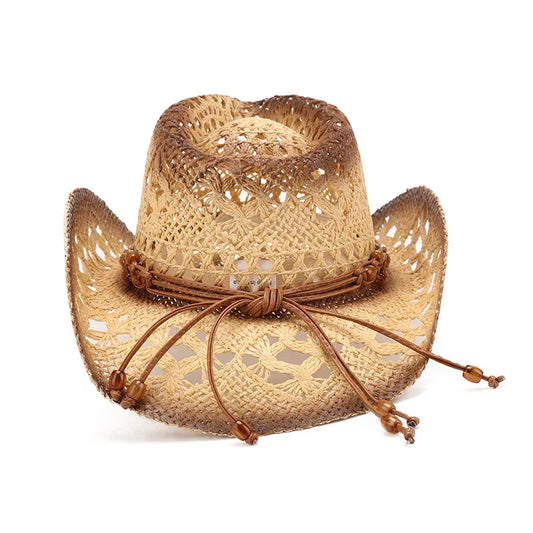 Breathable Western Cowboy Hat made of lightweight straw with a conical crown, perfect for staying cool and stylish in the Kiwi sun