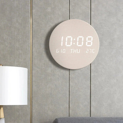 Elegant wooden wall clock with temperature display in a modern Nordic style, perfect for Kiwi homes