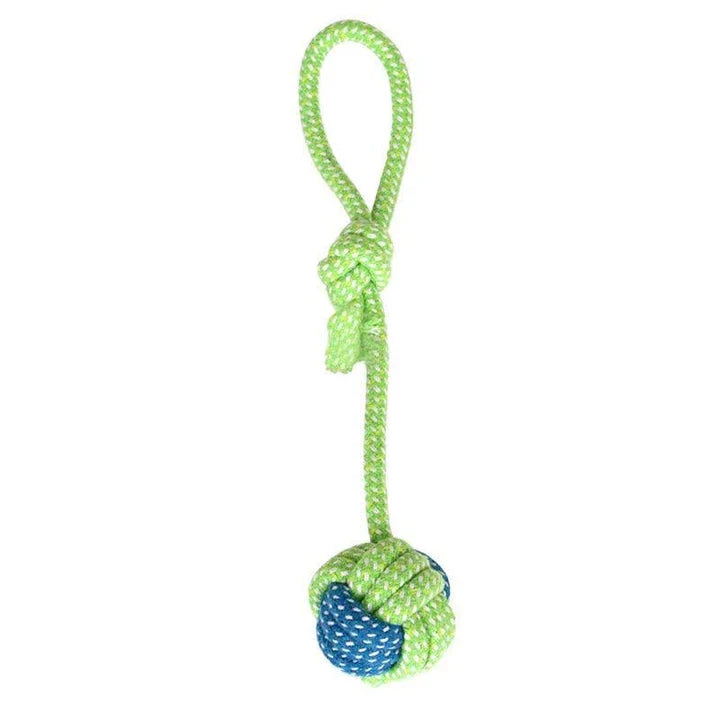 Chew-tastic braided cotton dog toy in the shape of a bone, available in brown and grey colours