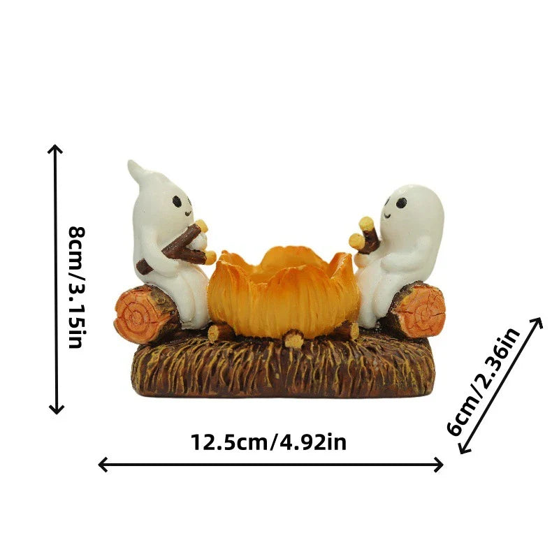 Flickering ghost campfire resin nightlight with realistic flame effect and spooky design