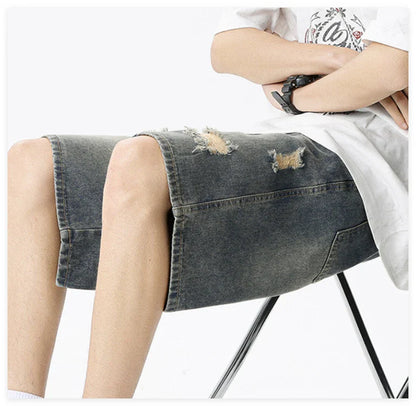 Sustainable Kiwi-made denim shorts in a classic straight-leg silhouette with a vintage wash