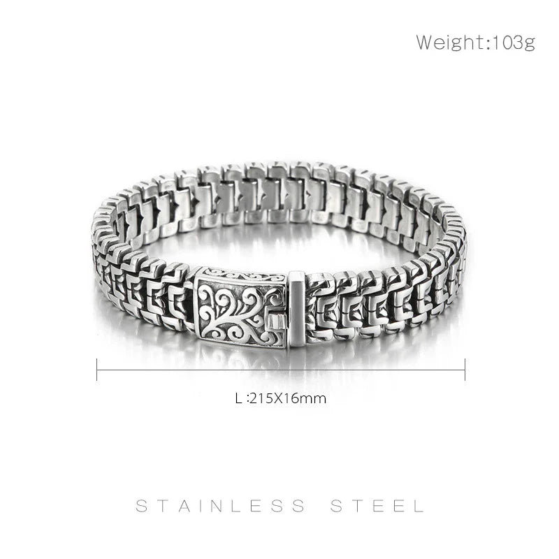 Titanium Steel Bracelet with Flower Design - Sleek and Stylish Accessory for New Zealand Men