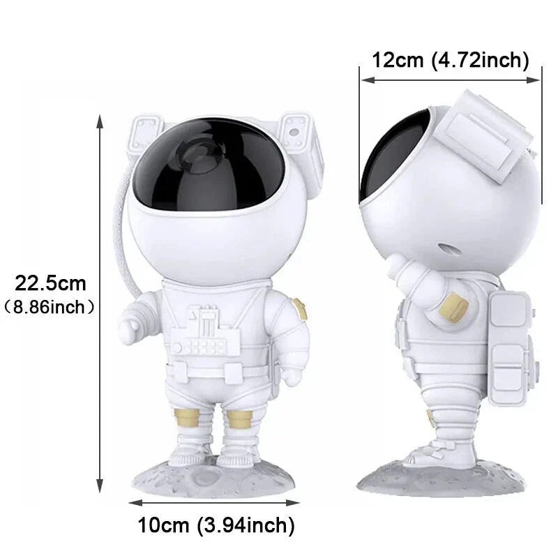 Astronaut Star Projector Lamp with 360-degree rotating head, detachable lunar base, and customizable astronaut pose