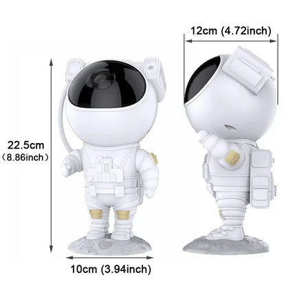 Astronaut Star Projector Lamp with 360-degree rotating head, detachable lunar base, and customizable astronaut pose